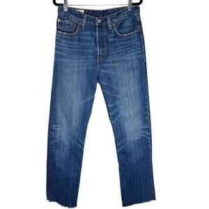 Levi's Women's 501 Straight Leg Button Fly Jeans Raw Hem Slight Distressing‎